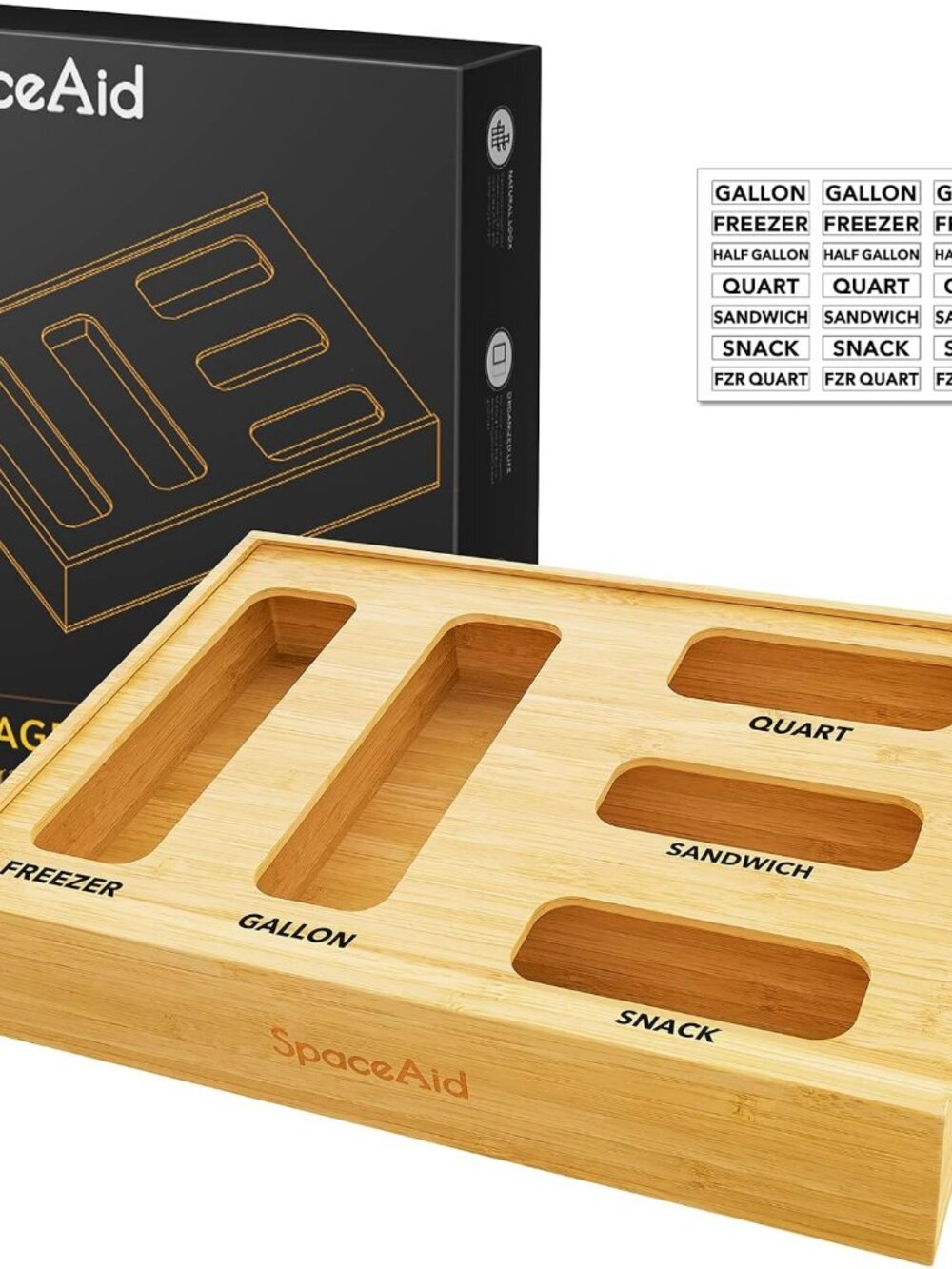Bag Storage Organizer for Kitchen Drawer, Bamboo Organizer, Compatible with Gall